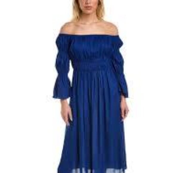 Alexia Admor Rey Off-the-Shoulder Midi Dress Size 6  in Royal Blue NWT - Picture 1 of 4